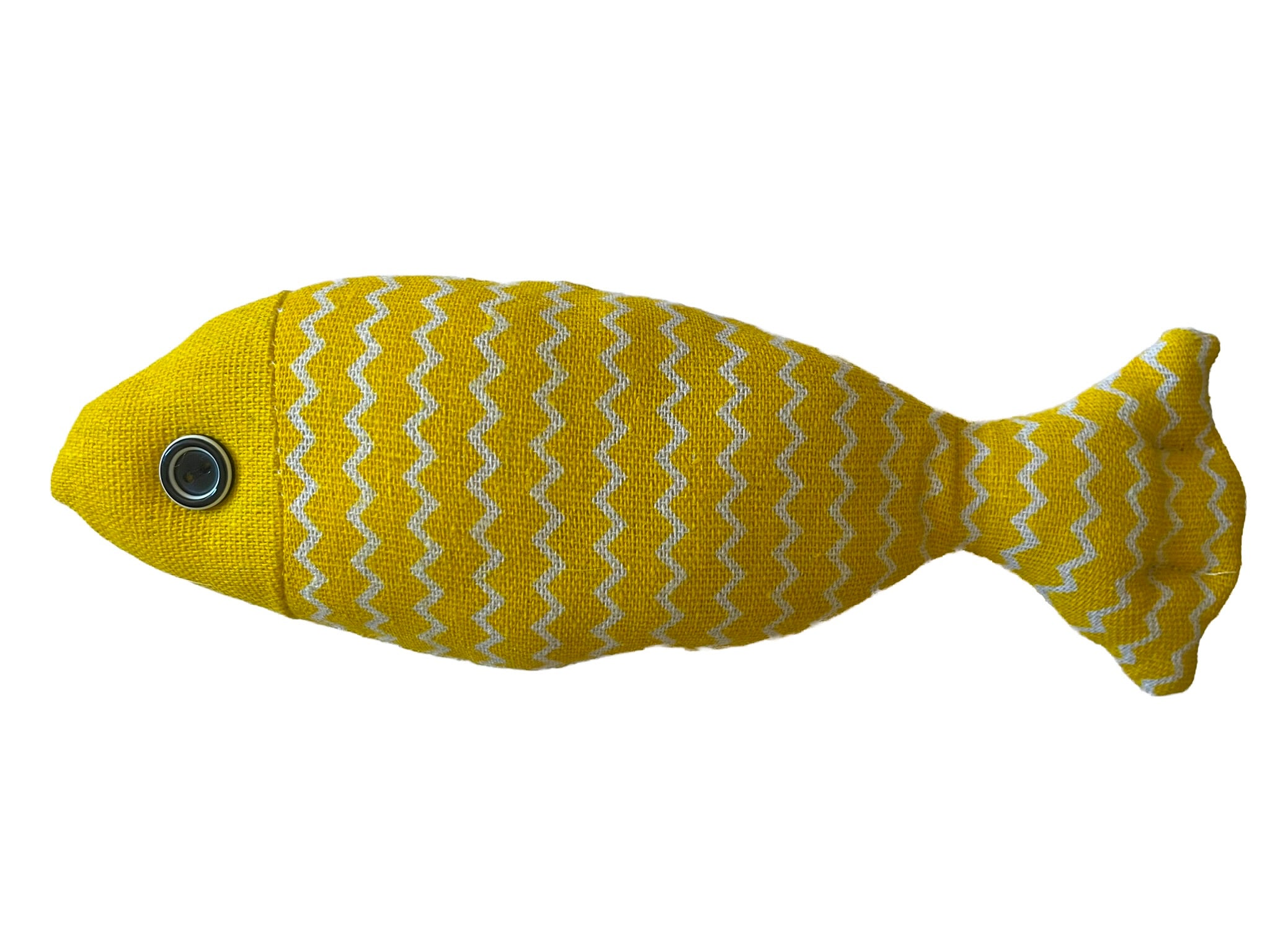 Poisson peluche pour chien et chat, 22cm de long, souple dans un tissu en maille costaud, 3 variantes de couleur : jaune - rouge - gris