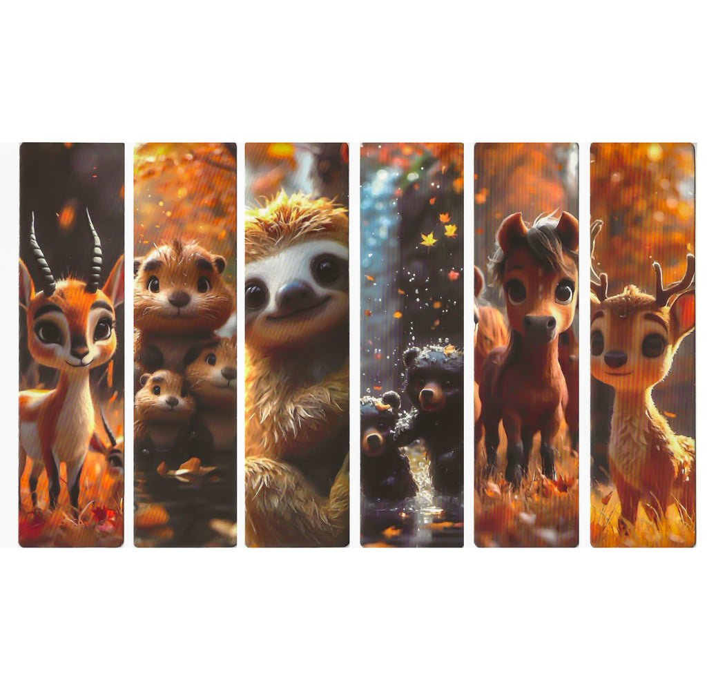 Lot de 6 marque-pages 15*4cm, impression 1 face sur papier cartonné épais, les animaux tout doux 3D
