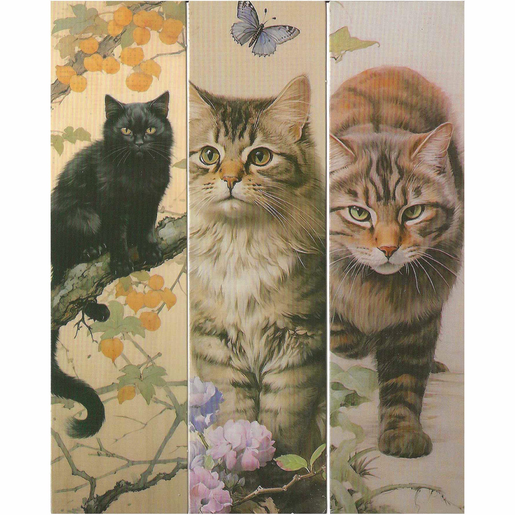Lot de 6 marque-pages 15*4cm, impression 1 face, papier cartonné épais, portraits de chats dans l'esprit studio photo