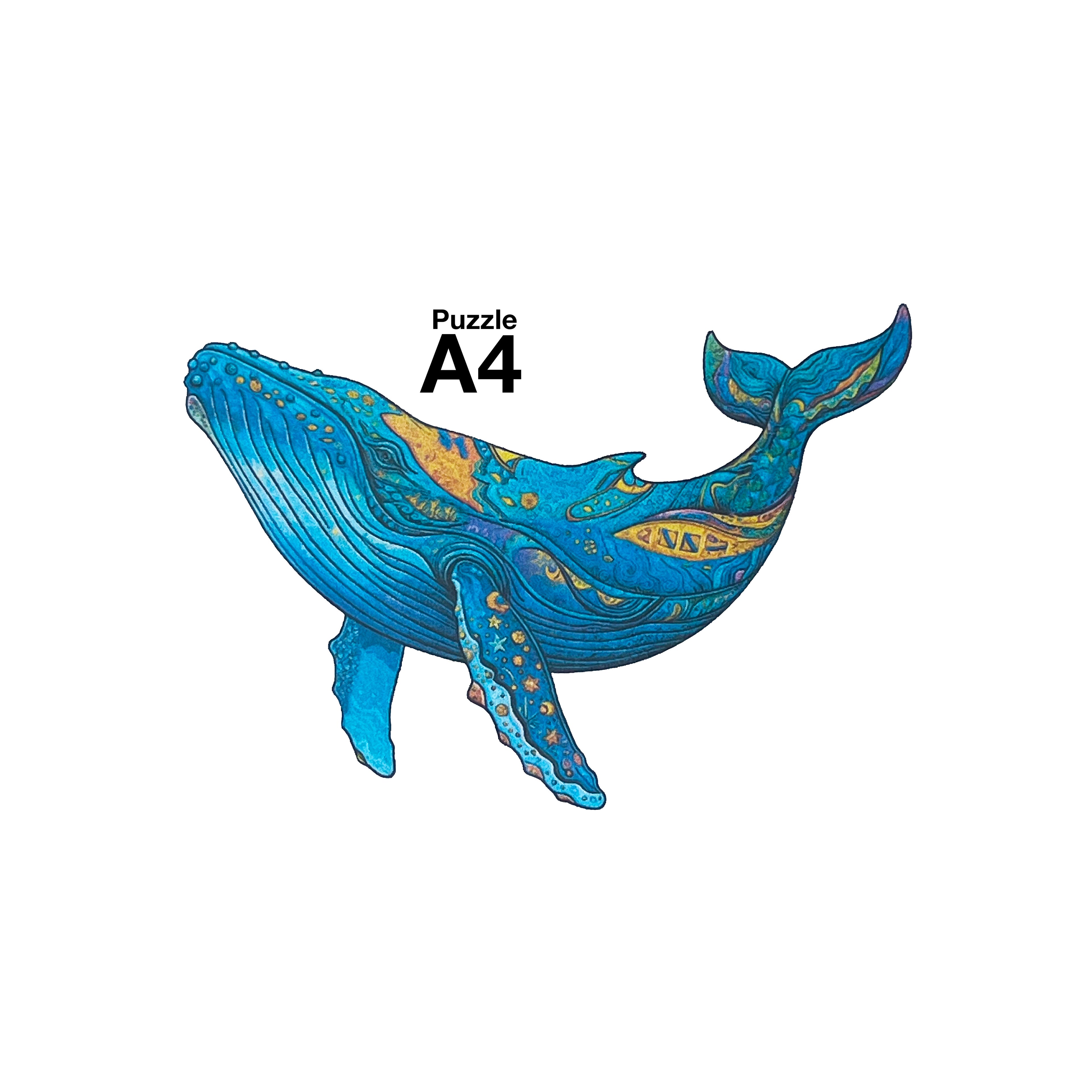 Puzzle A4 en bois laminé dans une boîte cartonnée avec sac de transport et reproduction. Pièces irrégulières uniques rendant l'assemblage encore plus enrichissant, La Tortue de mer