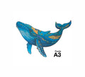 Puzzle A3 en bois laminé dans une boîte cartonnée avec sac de transport et reproduction. Pièces irrégulières uniques rendant l'assemblage encore plus enrichissant, La Baleine Bleue