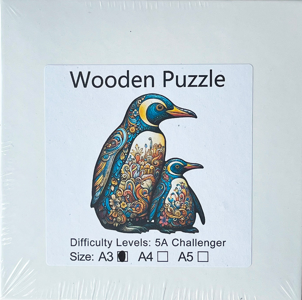 Puzzle A3 en bois laminé dans une boîte cartonnée avec sac de transport et reproduction. Pièces irrégulières uniques rendant l'assemblage encore plus enrichissant, La Baleine Bleue