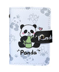 Porte-cartes 12 cartes de crédit ou de fidélité environ format poche couverture simili cuir, Petit Panda adore les bambous