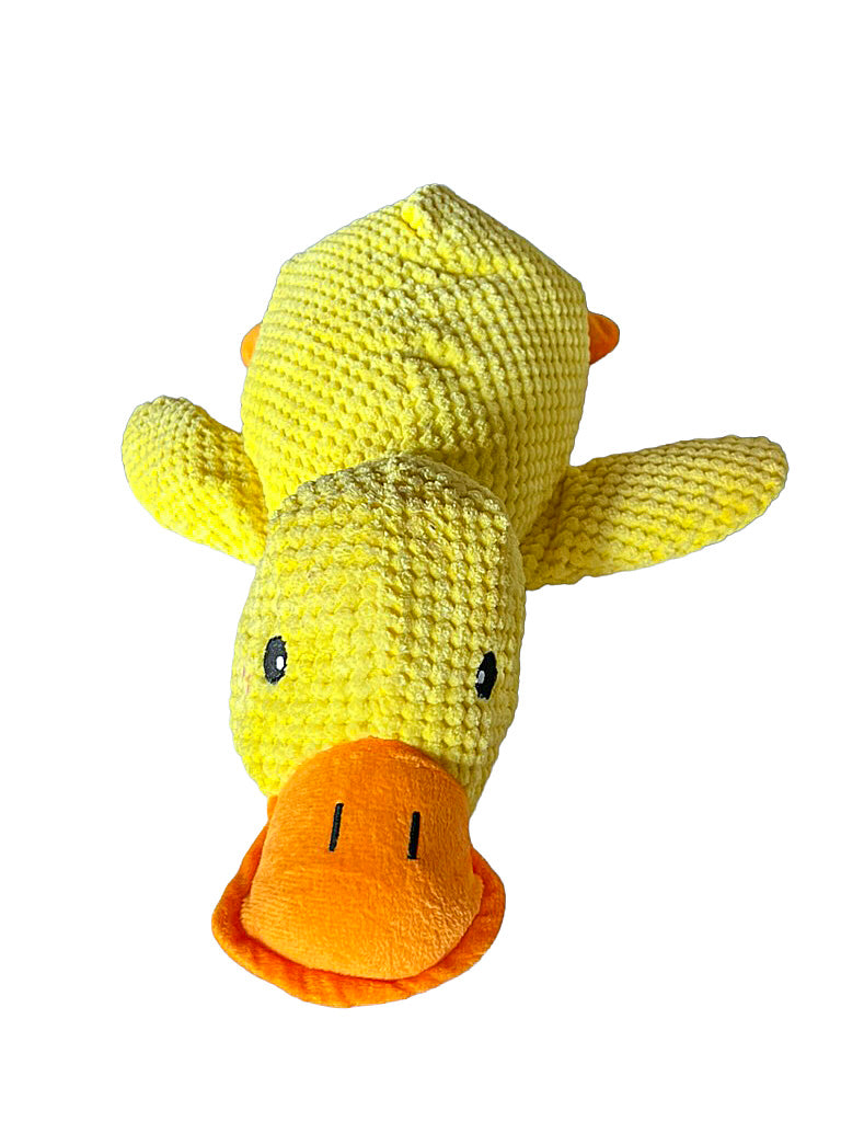 Grande peluche canard jaune 42 cm — jouet résistant pour chiens de taille moyenne et grande